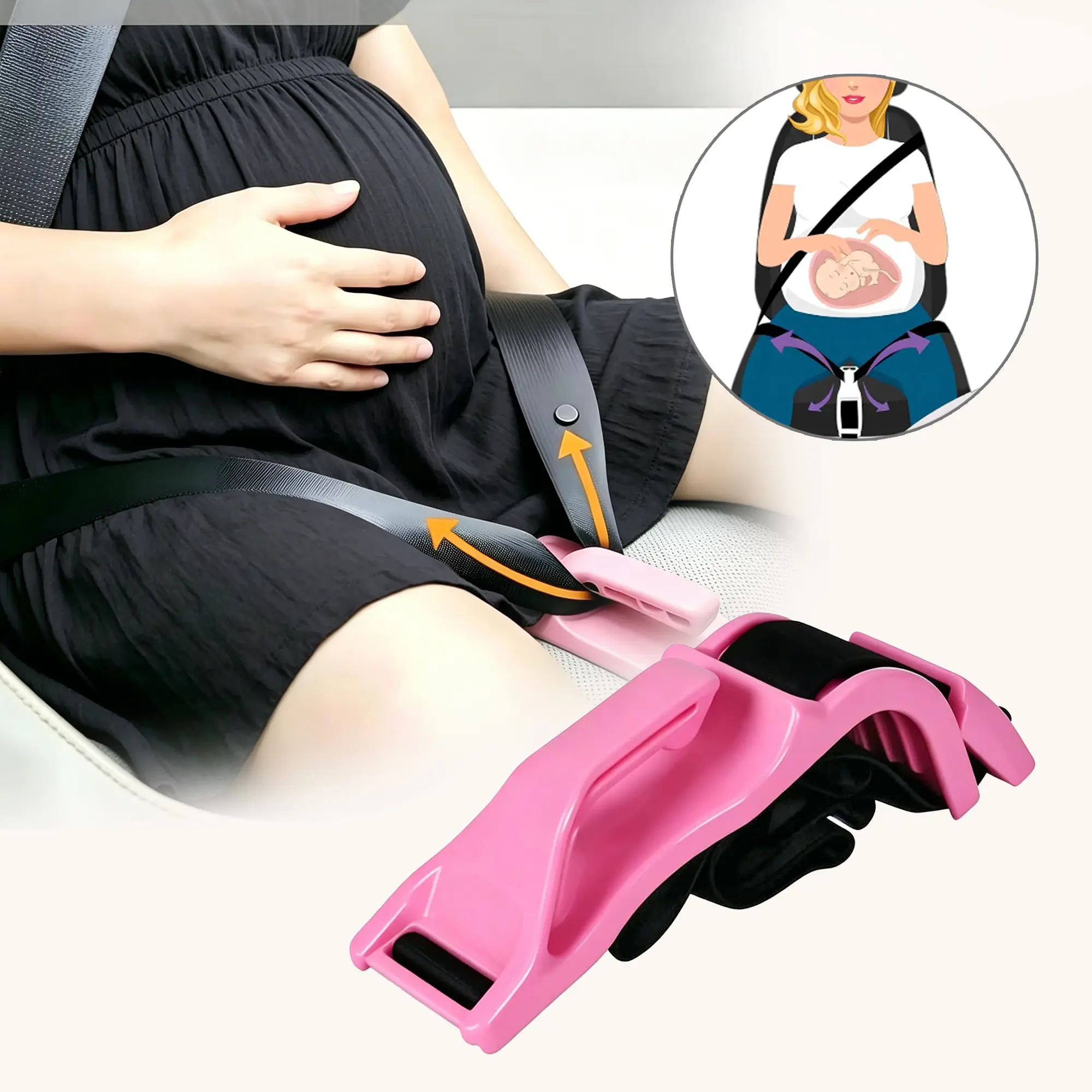 Maternity Seat Belt Cover for Pregnant Women, Belly Protection Seatbelt Adjuster Cushion, Scientific Pressure Relief Design, Breathable Anti-Slip Soft Shoulder Pad, Universal Fit, Easy Install & Washable Car Safety Accessory for Pregnancy Driving Travel