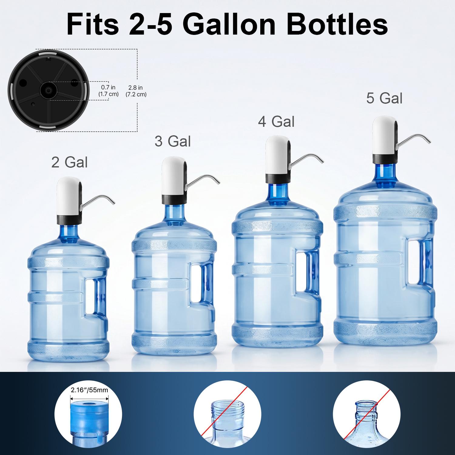 Water Dispenser for 5 Gallon Bottle - Rechargeable Water Pump for 5 Gal Jug, BPA-Free, Food Grade Silicone Hose, Stainless Steel Spout - 30-40 Days Battery Life, Easy One Switch Operation for Kitchen Outdoor Camping Office