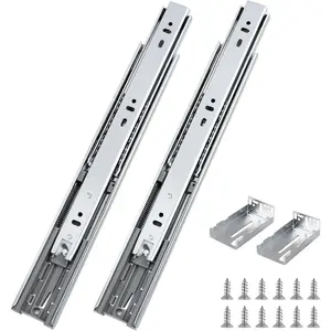 1 Pair 22 Inch Rear/Side Mount Drawer Slides with Rear Mounting Brackets, Heavy Duty Ball Bearing Soft Close Drawer Glides, 3 Folds Full Extension Dresser Drawer Runners