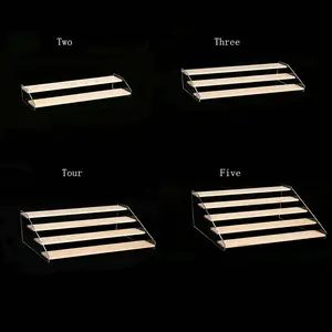 Wooden Step Display Rack, 1 Count Acrylic Display Risers Handmade Display Rack, Desktop Storage Rack for Perfume Lipstick Jewelry Doll Home Organizer