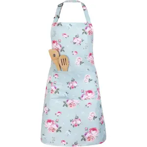 Floral Apron for Women, Adjustable Kitchen Aprons with 2 Pockets  Cute Rose Floral Apron Chef Apron