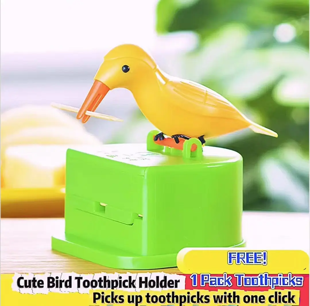 Cute Bird Toothpick Holder: Press-to-Pop Magic! Trendy Decor & Functional Storage Gift
