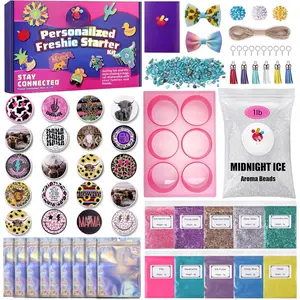 M421  Freshie Supplies Starter Kit with 1LB Scented Aroma Beads,3 inch Circle  Molds and CardStock(Make 9 Freshies)
