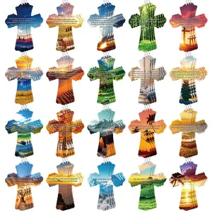 60 Pcs Bible Verse Christian Bookmarks Religious Cross Shaped Bookmarks Bulk Church Book Marks with Scriptures for VBS Church Gifts Bible Sunday School Study Supplies Prizes