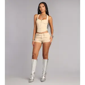 Studded Western Low-Rise Shorts Studded Western Low-Rise Shorts