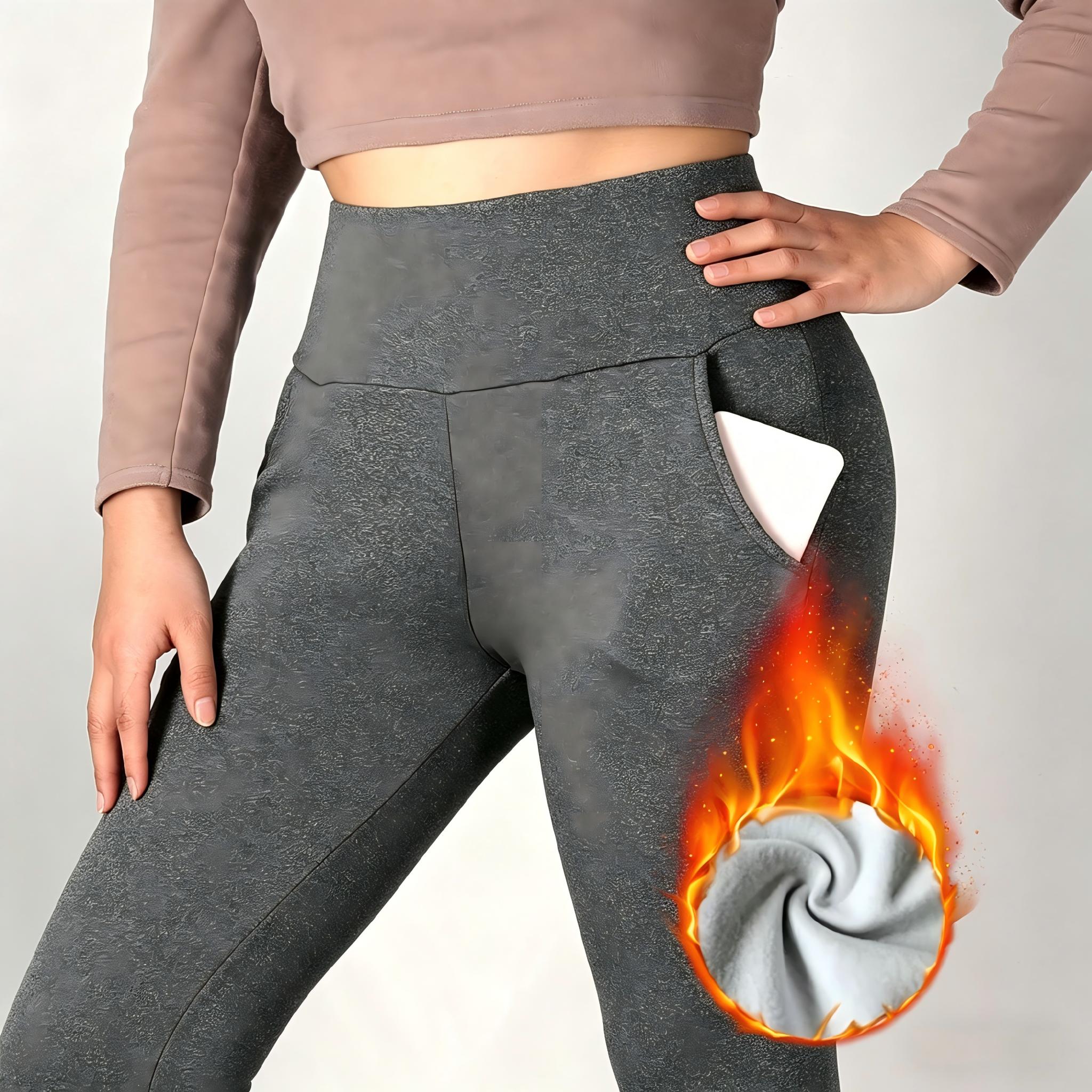 Women's Fleece Lined Leggings with Pockets High Waisted Thermal Warm Yoga Pants for Winter Workout & Everyday Wear Womenswear Bottom