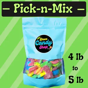 4lb to 5lb Assorted Gummy Mix - Sour Candy Mix - Pick-n-mix - Gummies w/ sweet sugar coating - Perfect Pick-n-mix gift - gummy sharks - chicken feet - gummi eggs and more!