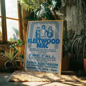 Free Ship Fleetwood Mac 1976 Concert Poster Vintage Rock Digital Art 1