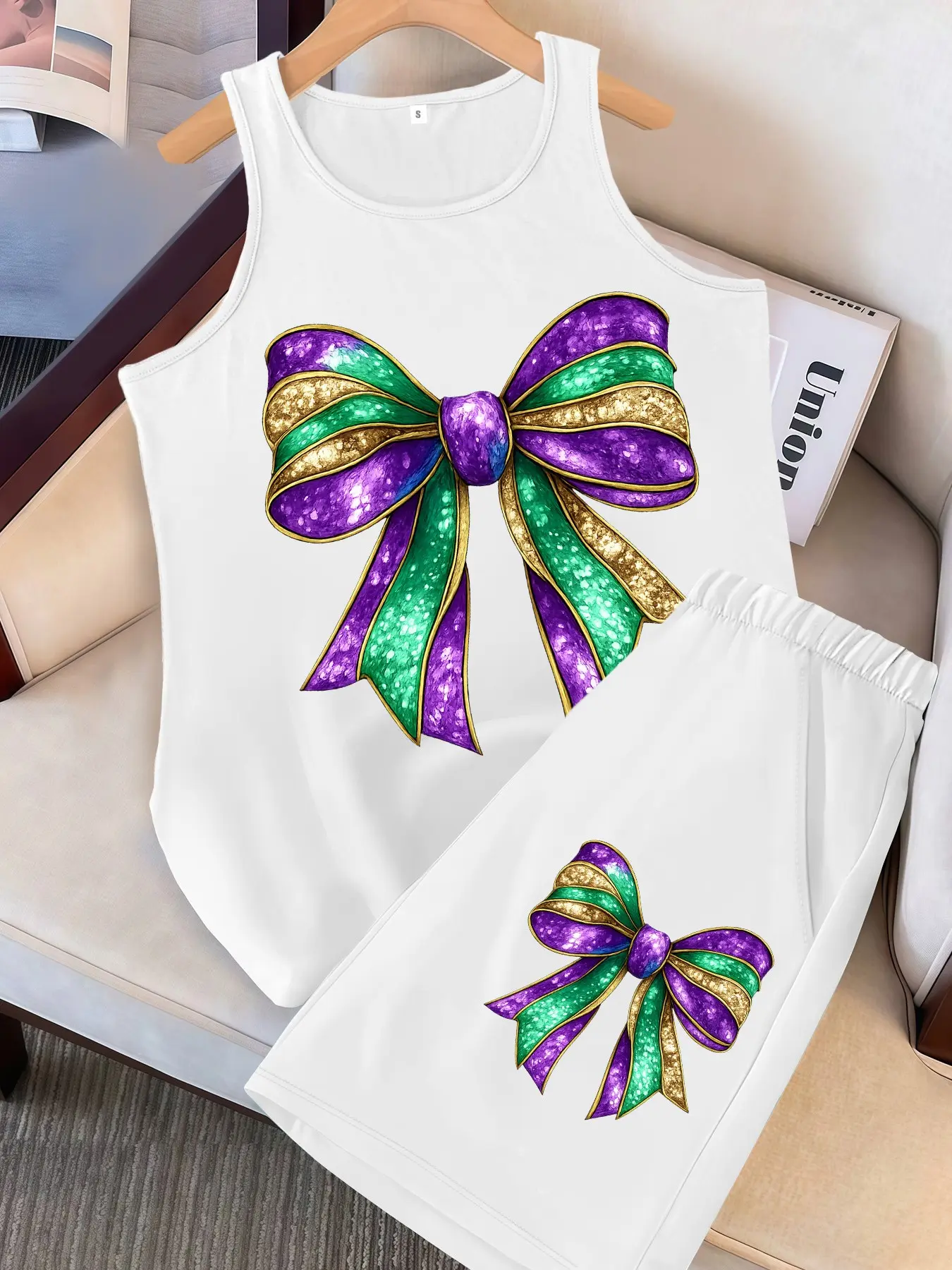 2 Piece Casual Vest Shorts Set, Carnival Ethnic Pattern Print, Ideal for All Seasons, Fitted Regular Length, Perfect Choice for Any Occasion