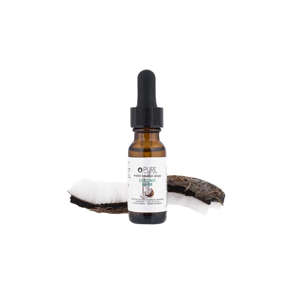 Pure Inventions Coconut Water Premium Infusion Drops - Naturally Occurring Electrolytes, Low Sugar, Caffeine Free, Naturally Derived, No Artificial Flavors, 0 Sugar, 0 Calories - Travel Size, 12 Servings