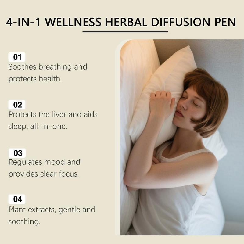 Ximonth 4-In-1 Herbal Stick Set Breathe Cleanse Sleep Support Metabolic Energy Boost 4x1.5ML Natural Wellness Pens for Comprehensive Wellness