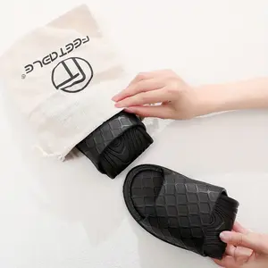 Travel-Friendly Foldable EVA Slippers | Lightweight, Non-Slip & Quick-Dry Shower Sandals With Grid Pattern Footwear Walking Shoes