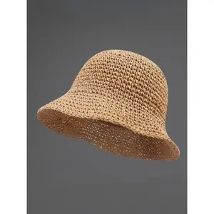 Women's Unisex Solid Color Straw-Bamboo Sun Safe Hat - Breathable Lightweight Straw Brimmed, UV Resistance Solar Protection, Casual Outdoor Head Cover Fashion Accessory for Daily Wear Hair Bonnet, Breathable Lightweight Hats, Solar Protection Hats