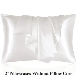 Luxury Satin Pillowcase 2-Piece Set, Solid Color, Soft and Breathable, Helps Protect Hair and Skin, Perfect for Home Decoration, Silky Satin Bedding, Satin Bedding Sets