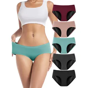 TIICHOO Period Underwear for Women Heavy Flow Soft Menstrual Panties Teens Ladies Leakproof Incontinence 5 Pack