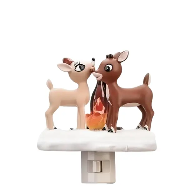 3D Christmas Elk Campfire Night Light - 120V Plug-in, Flickering Festive Ambiance Light, Fun Decorative Christmas Gift for Home Improvement Lighting Accessories