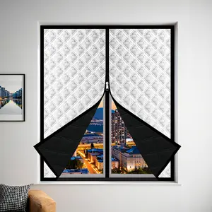 [1 Pack] Winter Windproof Door Curtain with Double Door Design and Zipper – Thickened Thermal Insulation, Quick Installation, Energy-Saving Heating Solution, for Bedroom Living Room Balcony