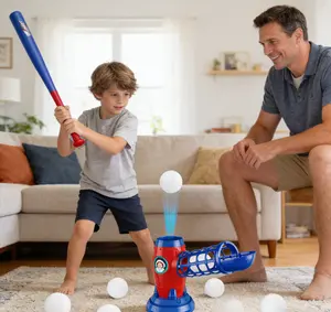 This kids' baseball training set includes 10 balls, a lightweight bat and a pitching stand. Ideal for outdoor activities and beginner practice, it helps improve hand-eye coordination and batting skills while bringing fun for the whole family.