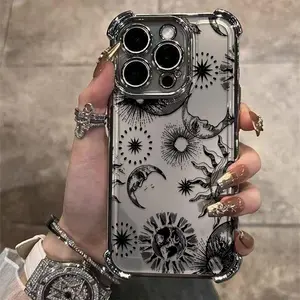 Mysterious Starry Sky Print fashion airbag plated TPU anti drop phone case suitable for iPhone 17 16 15 14 13 12 11 Pro Max Samsung Galaxy S25 S24 S23 S22 full coverage lens protection shockproof shell
