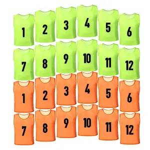 24pcs Bright Color Football Training Vests - Lightweight, Breathable, and Durable for Sports Activities, Wrinkle-Resistant Polyester Fabric, Numbered 1-24, Perfect for Team Training and Multi-Person Sports