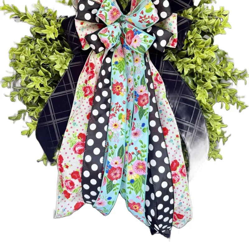 Handmade Boxwood Wreath with Spring Bow