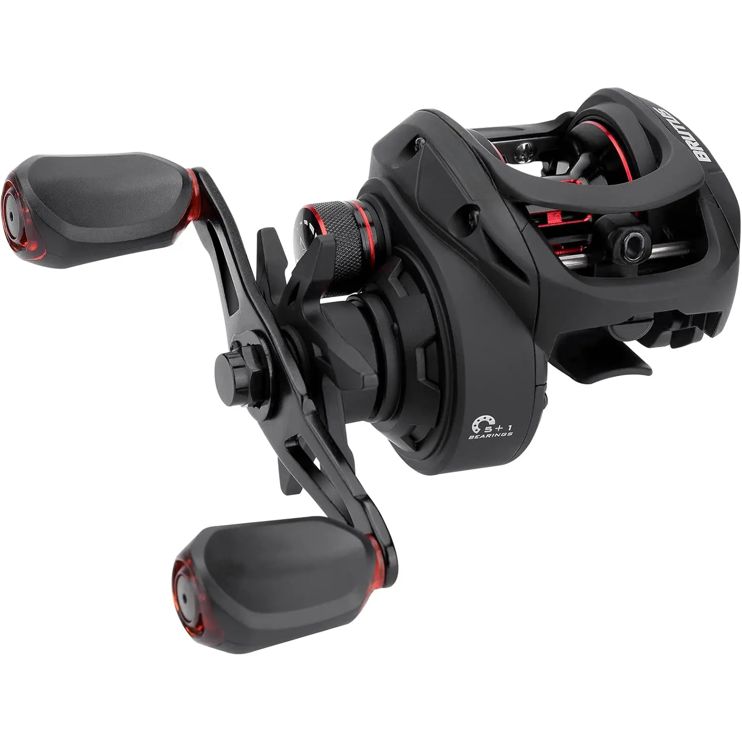 Brutus Baitcasting Fishing Reel, Graphite Frame, 7.2:1 Gear Ratio, 5+1 Shielded Stainless-Steel Ball Bearings,10 Button Magnetic Braking System, 17.6LB Carbon Fiber Drag, Aluminum Handle