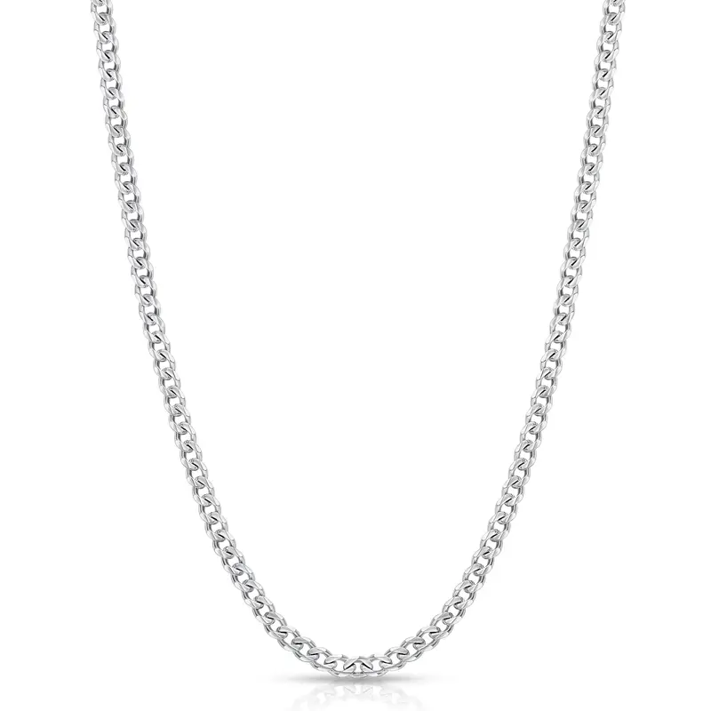 Unisex Miami Diamond Cut Lead-Free Stainless Steel Cuban Link Curb Chain Necklace, Casual Men's Accessories, Non-Tarnish Low-Upkeep Fashion Jewelry