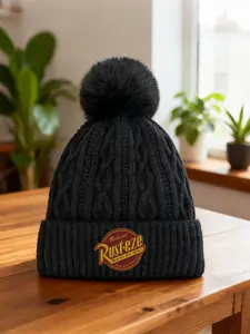 2026 new unisexPom-pom beanie for Men Women Vintage Rusteze Logo Print Breathable Comfortable Unisex Adjustable Hat Perfect for Outdoor Sports Daily Wear