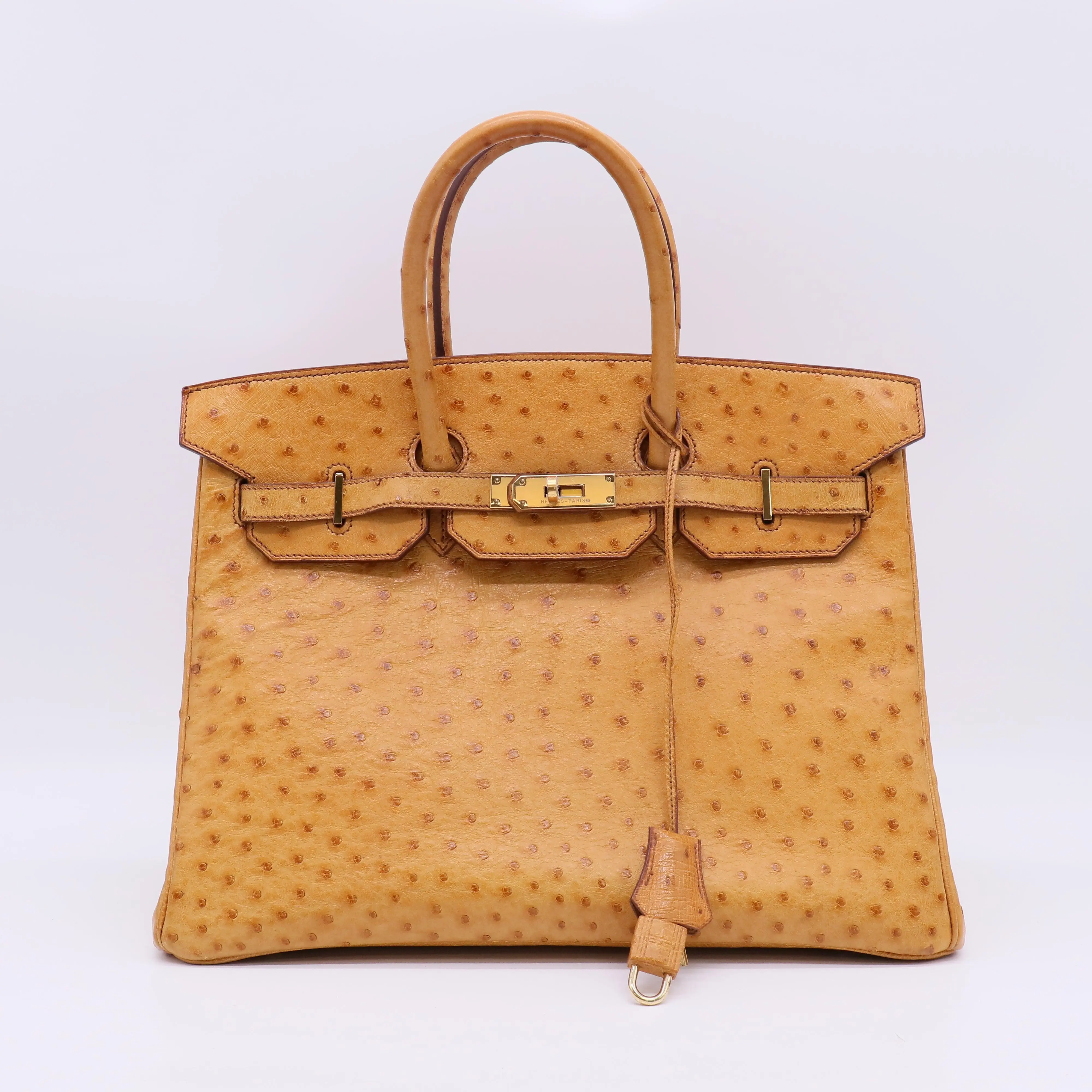 Pre-owned HERMÈS Ostrich  Top handle Hermes Birkin 35 B23285 twins