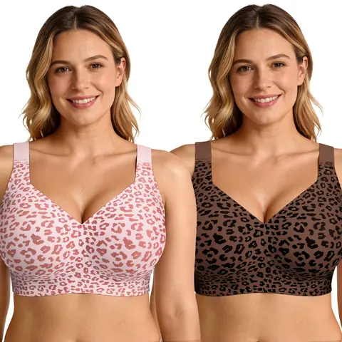 OEAK 2PCS Jelly Bras  Push Up No Underwire Full Coverage Plus Bras Comfort Supportive