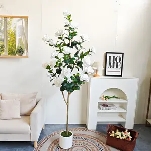 1 Count 145-170CM Artificial Rose Tree Branches , Includes Plastic Pot and Artificial Moss, Easy Maintenance indoor outdoor  Decor for Home Office Wedding Party Decoration