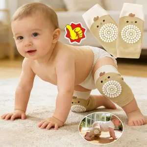 1 pair of anti-slip knee pads, suitable for boys and girls - cute fox and tiger themed anti-slip floor socks, over-the-knee design, durable, suitable for learning to walk, suitable for various floors