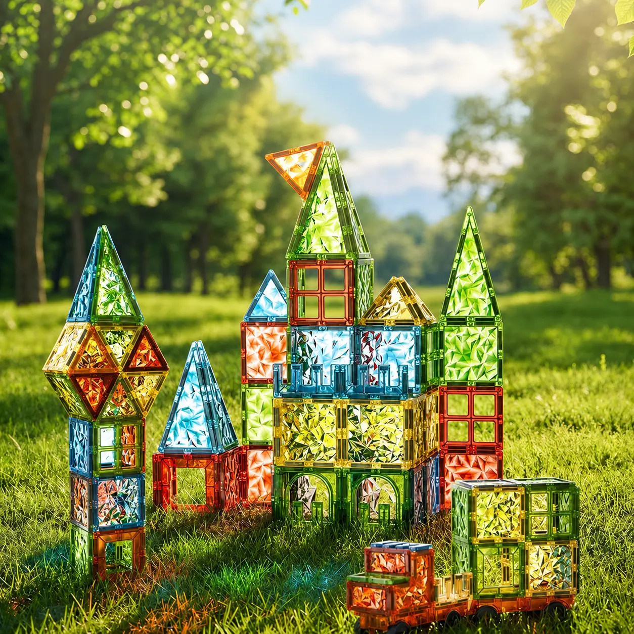 Magnetic Tiles for Kids, 56PCS 3D Colorful Window Magnetic Building Blocks, STEM Educational Construction Toy with Tin Box, Preschool Learning Sensory Gift for Boys & Girls Age 3+