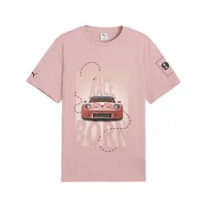 PUMA Mens Porsche Legacy Sau Graphic Crew Neck Short Sleeve Casual Tops Casual - Pink