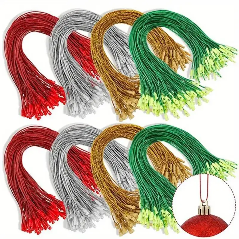 400pcs Christmas Ornament Hangers with Snap Locking, 7.9" Precut Strings for Easy Tree Decoration, Perfect for Gifts & Party Supplies