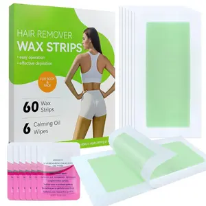 Facial Wax Strips for Women – Hypoallergenic Hair Removal Kit for All Skin Types, 2 Sizes(40 Body + 20 Face)At-Home Waxing with 60 Face Wax Strips, 6 Calming Oil Wipes & Pre-Wax Skin Protection Powder Body Hair Removal Wipes Waxing Strip