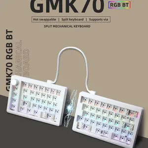 Zuoya GMK 70 Split Mechanical Keyboard Kit Barebone RGB Compatible Hot Swappable QMK/VIA Ergonomic Keyboard 3-Mode Connectivity