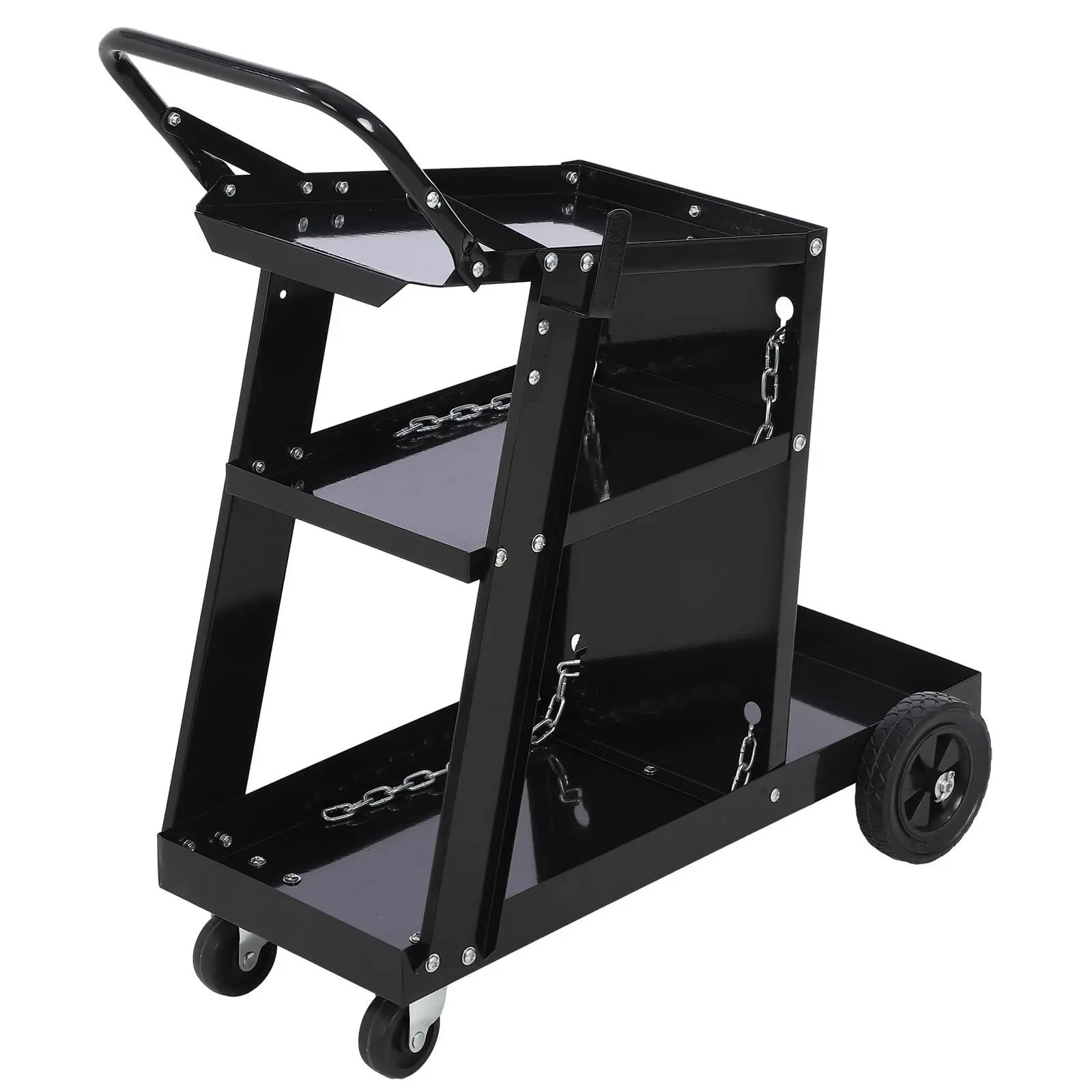GARVEE Welding Cart, 3 Tier Welding Carts for Mig Welder with Wheels and Tank Storage Safety Chains,Weight Capacity 220 LBS