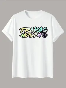 Trakas Hadspm Gradient Print T-Shirt, Casual Street Style, Comfortable Home Wear, Unique Fashion Brand Short Sleeve, Geometric Pattern