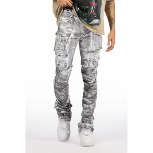Gentry White Oil Wash Stacked Flare Jean