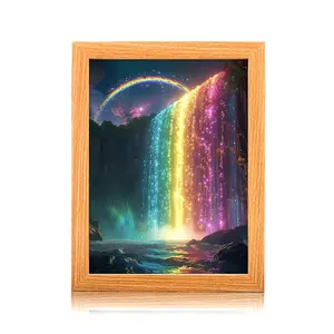 Waterfall Rainbow Creative Mirror, LED Art Frame, Wall or Table Decor, Three Light Color Adjustments, Birthday Gift, Thanksgiving or Christmas Present