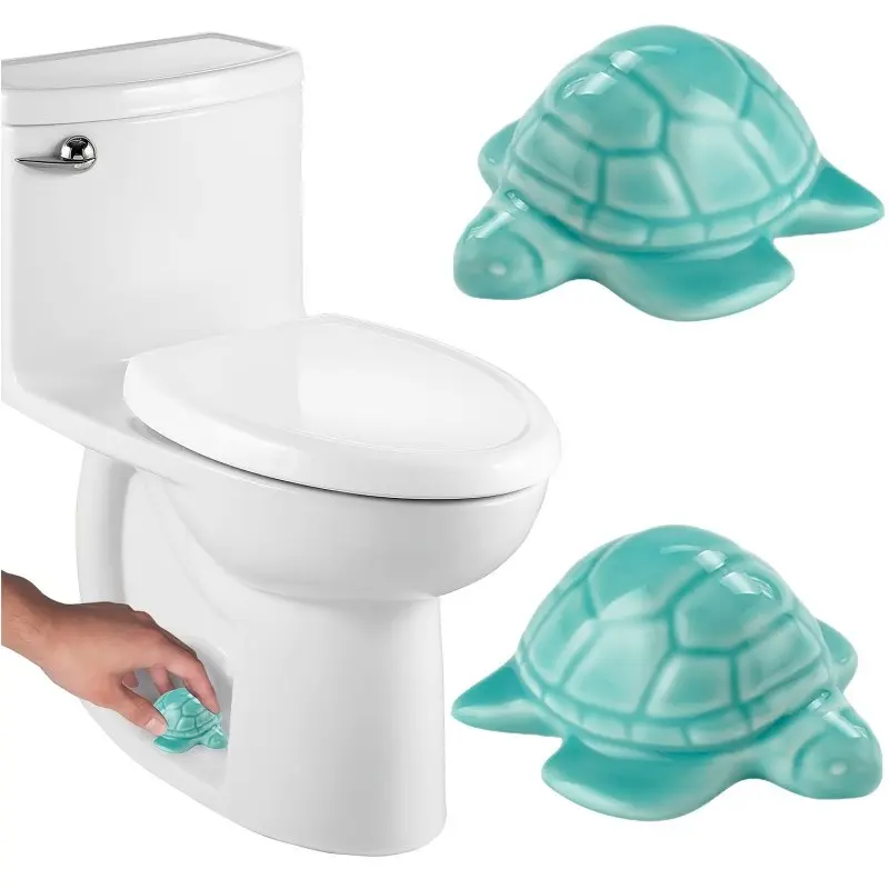 Ceramic Turtle Shape Dual Toilet Screw Cap Set, Toilet Screw Cover Caps, Toilet Bolt Caps, Charming Bathroom Decor, Fun Turtle Theme Toilet Decoration, Unique Home Accessories