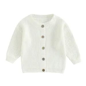Baby Girl Cardigan Sweater Infant Toddler Long Sleeve Button Up Cable Knit Sweatshirt Jacket Coat Fall Winter Warm Clothes