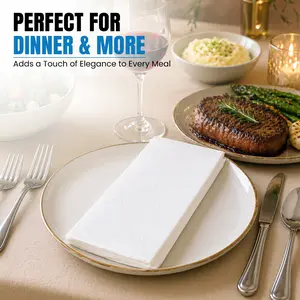 Freshware Disposable Napkins Pack, 150-Count 2-Ply Soft & Absorbent Eco-Friendly White Napkins for Weddings, Parties & Everyday Dining