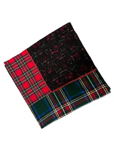 Patchwork Blanket In Plaid Flannel Cotton, Lace, and Satin