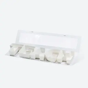 25.7"x6"x2" /Red/White/Black/Navy Blue Creative Teachers' Day Cardboard  Packaging Idea Fillable TEACH Letter Shaped  Boxes(White with Window)
