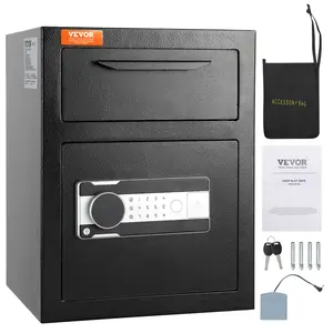 VEVOR 1.7 Cub Depository Safe, TikTokShopBlackFriday, Deposit Safe with Drop Slot, Electronic Code Lock and 2 Emergency Keys, 17.71'' x 13.77'' x 13.77'' Business Drop Slot Safe for Cash, Mail in Home, Hotel, Office