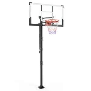 54" Adjustable In-Ground Basketball Hoop for Outdoor Use – Manual Crank, Shatterproof PC Backboard, Durable Steel Rim