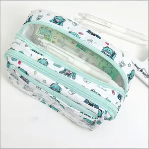 Initial D Theme Multi-Layer Large Capacity Pen Bag, Pencil Bag, Anime Peripheral Stationery, Light Base with Mint Edges, Cute Design