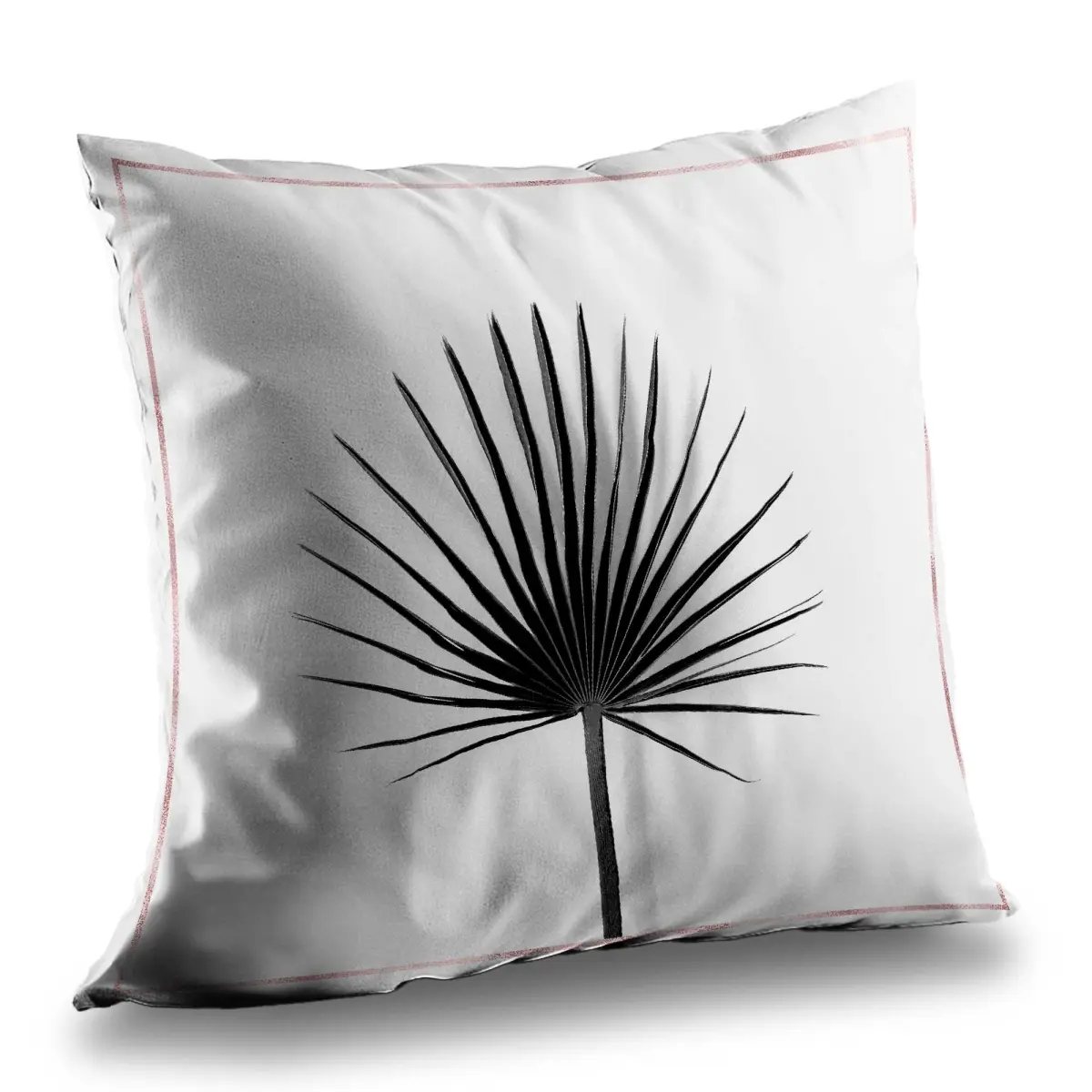 212 MAIN 14x14 in Cabbage Palm Leaf Throw Pillow - Poly Twill Fabric, Lightweight Print, Minimalist Botanical Motif, Decorative Floral Illustrated Standard Pillows for Home Bedding, Decorative Standard Pillows